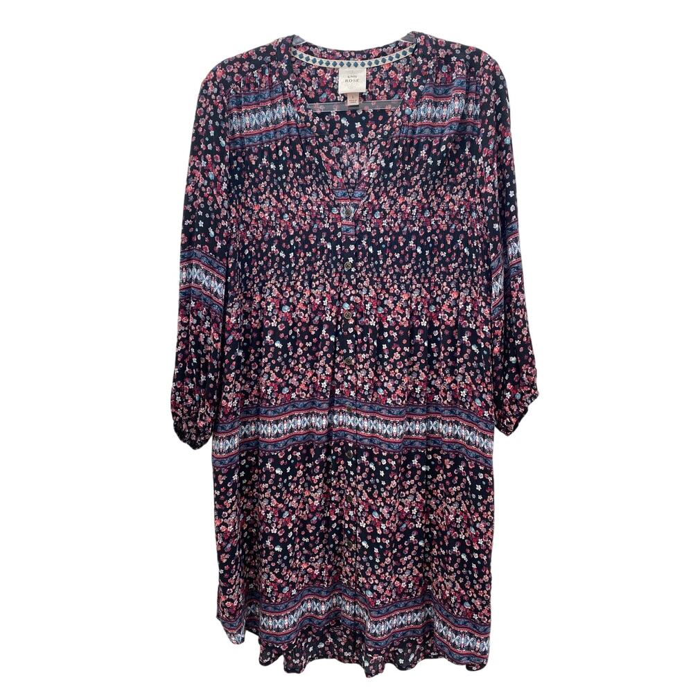 Knox Rose Boho Floral And Aztec Patterned Long Sleeve Dress